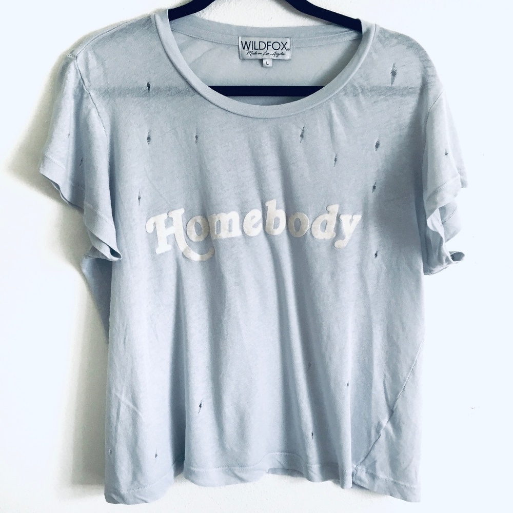 WILDFOX Homebody Lt. Blue Pin Hole T-Shirt L